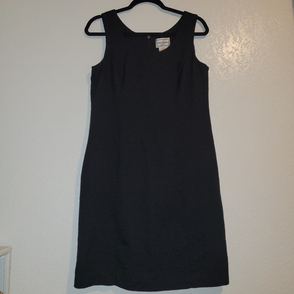 3/$20 Vintage Y2K Black Karin Stevens Midi Rayon/ Polyester Dress 12 Petite